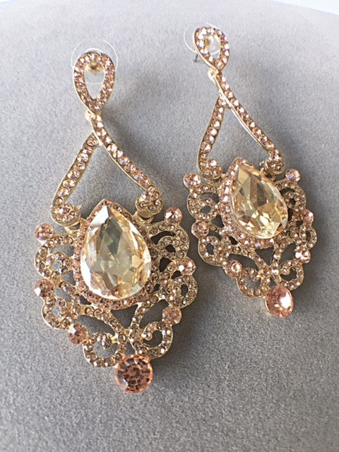 Gold Eliza Crystal Earrings