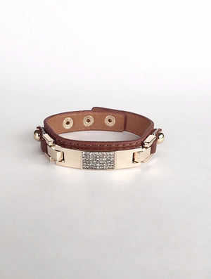 Leather Rhinestone Wrap Bracelet