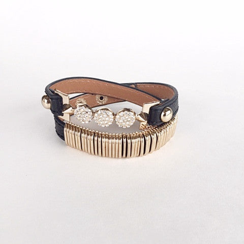 Circle Link Wrap Leather Bracelet