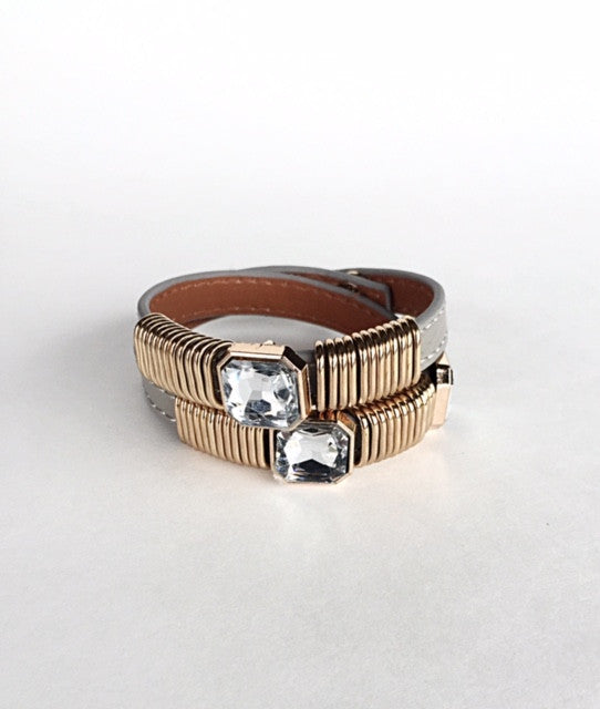 London Link Leather Wrap Bracelet