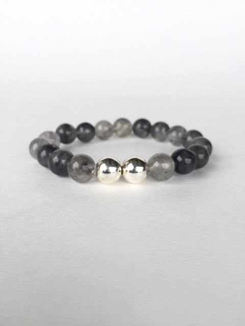 Grey Bead Unisex Natural Stone Bracelet