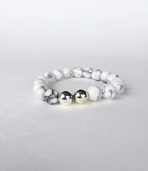 White Bead Unisex Natural Stone Bracelet