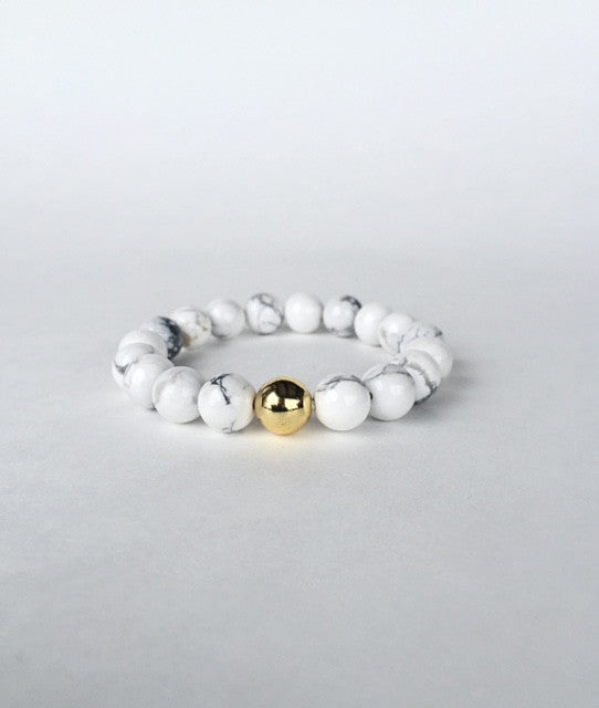 White Bead Unisex Natural Stone Bracelet